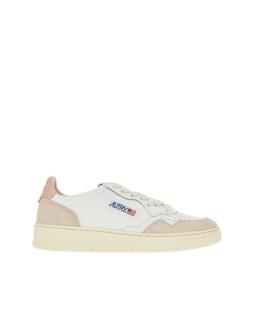 Autry Women's White Suede And Leather Medalist Low Sneakers