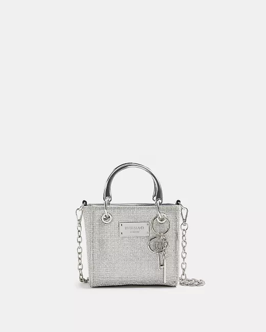 River Island embellished shoulder bag in silver