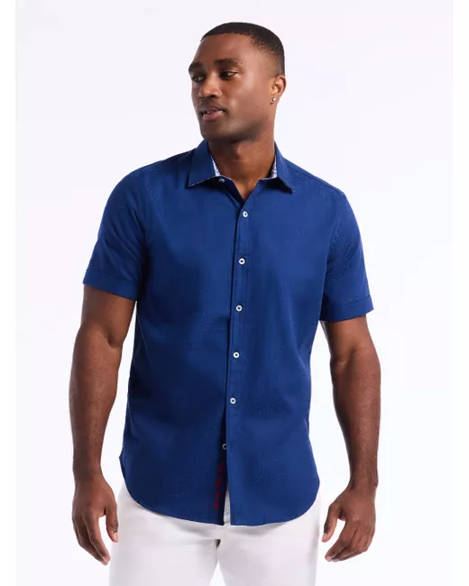 Robert Graham Men's Dark Blue Windsor 2 Short Sleeve Button Down Shirt