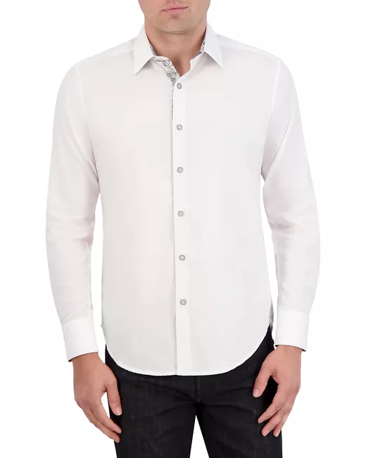 Robert Graham Men's White Wayfarer Button-Front Shirt Small