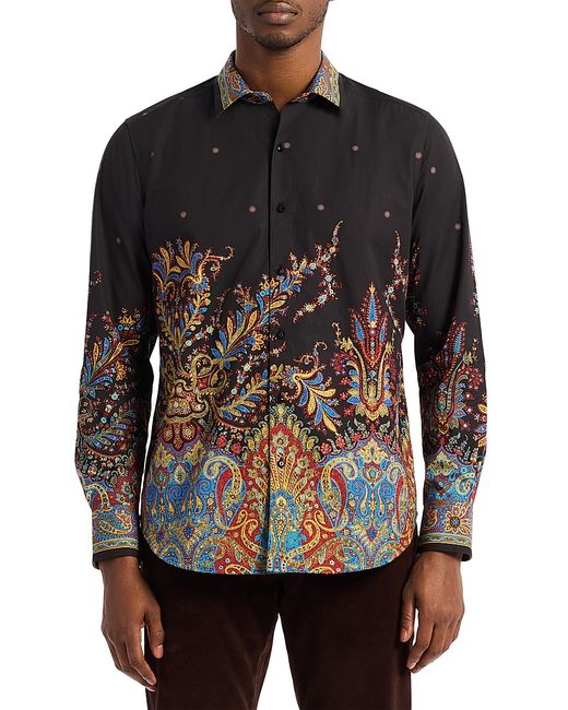 Robert Graham Men's  Taj Mahal Paisley Embroidered Shirt Small