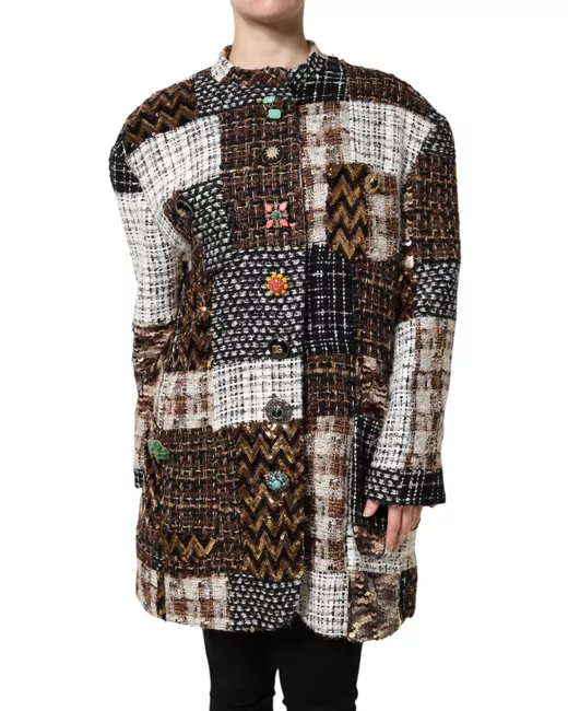Dolce & Gabbana Patchwork Button Down Jacket It38 Xs Da Women Di Colore Multicolore