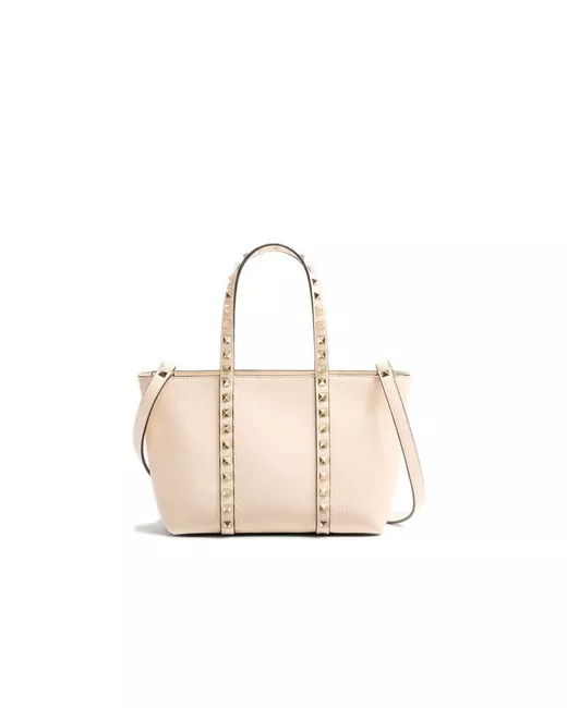 Valentino Garavani Calfskin Tote Bag Da Women Di Colore Beige