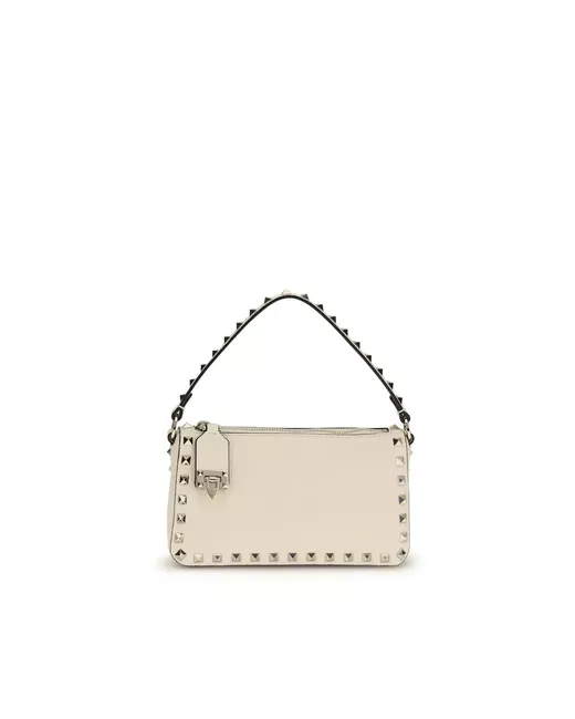 Valentino Garavani Cream Calf Leather Bos Taurus Shoulder Bag Da Women Di Colore Beige