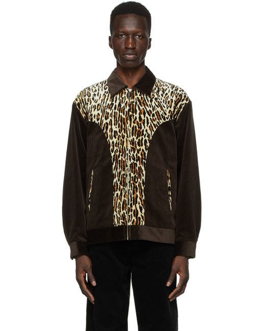 Wacko Maria Beige Corduroy Leopard Western Jacket in Brown | Stylemi