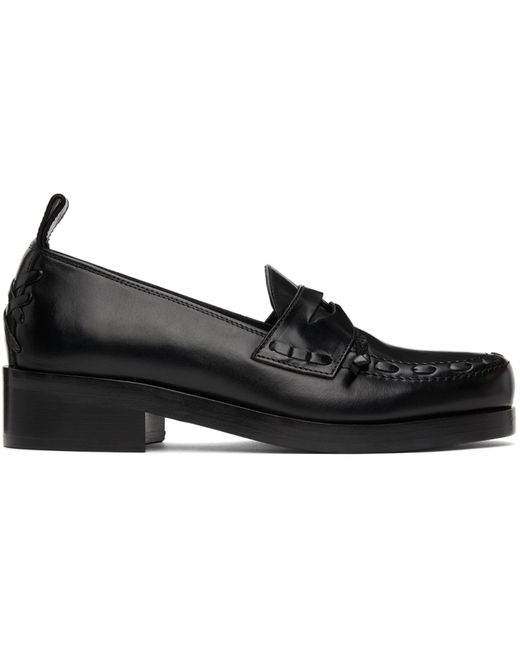 Stefan Cooke Polished Button Loafers in Black | Stylemi