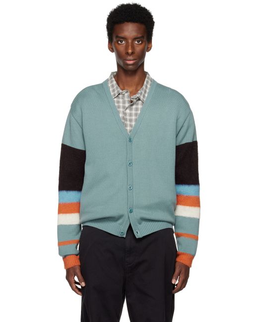 Awake Ny Striped Mohair Sleeve Cardigan in Brown | Stylemi