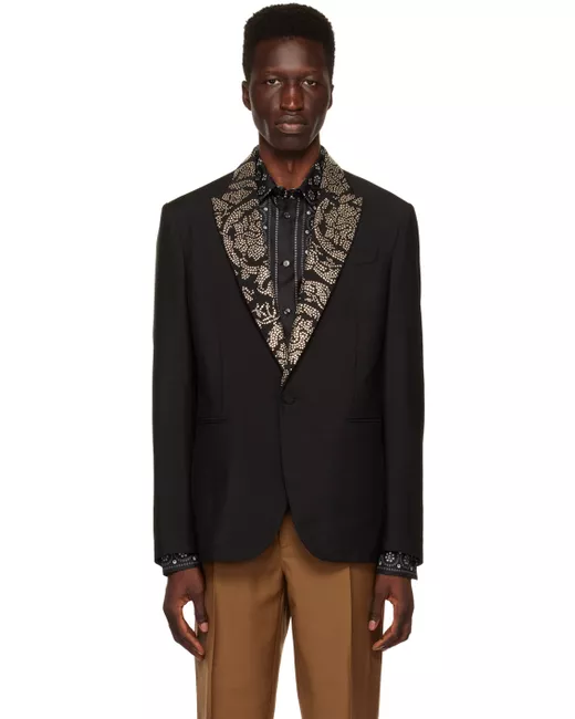 Men's Versace La Greca Monogram Jacquard Wool Blend Suit Jacket