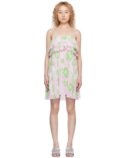 Ganni Women's Pink Pleated Minidress