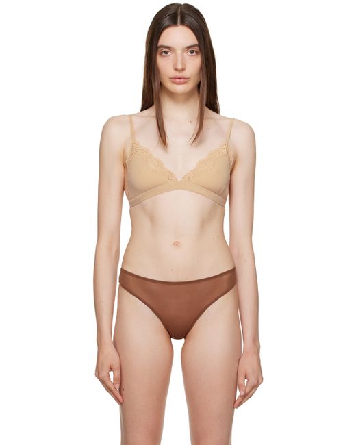 Fits Everybody Lace Trim Triangle Bralette In Bronze