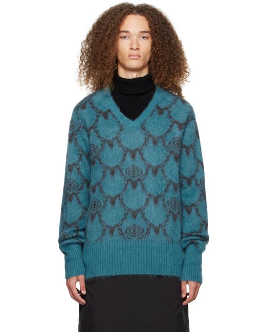 South2 West8 V-Neck Sweater in Blue | Stylemi