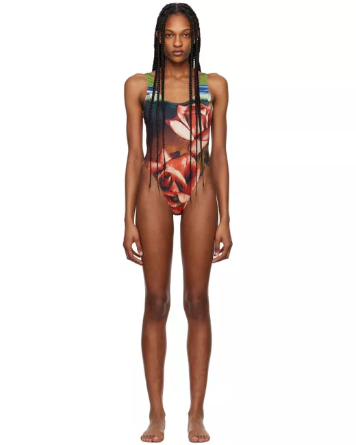 Jean Paul Gaultier Women's Green Red The Roses Swimsuit