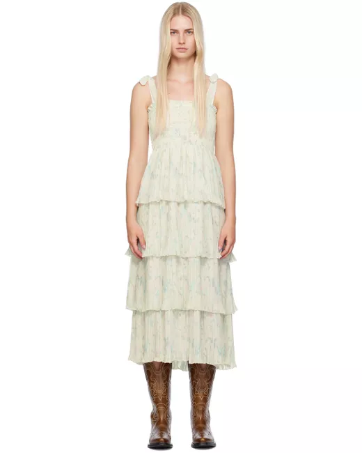 Ganni Women's Green Floral Midi Dress