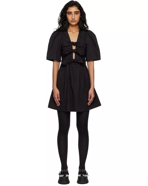 Ganni Women's Black Cotton Minidress