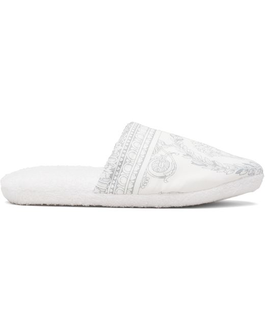 Versace Men's White I Heart Baroque Slippers