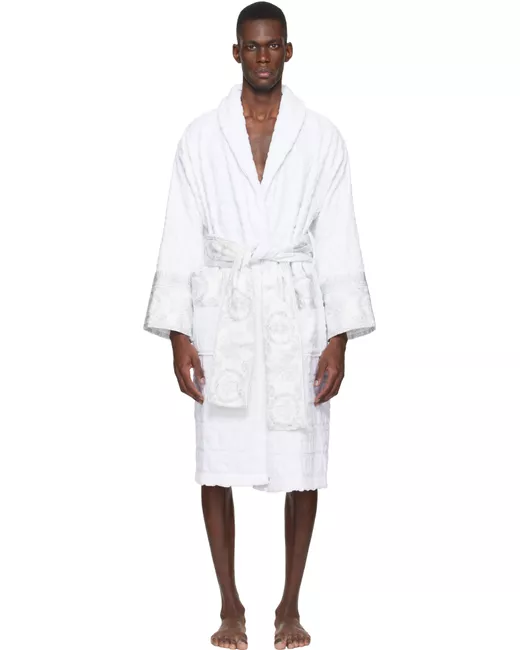 Versace I Heart Baroque Bathrobe Da Men Di Colore Bianco