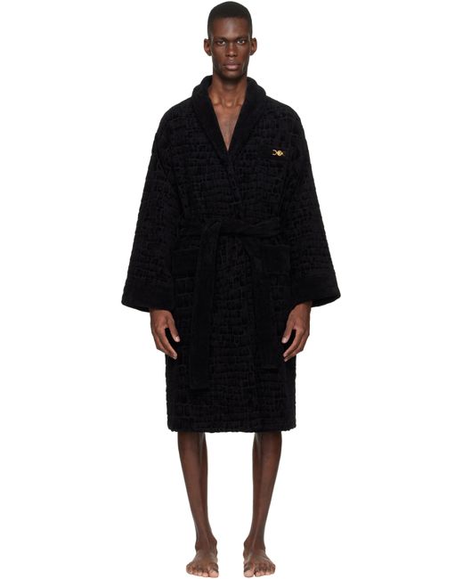 Versace Icon Bathrobe Da Men Di Colore Nero