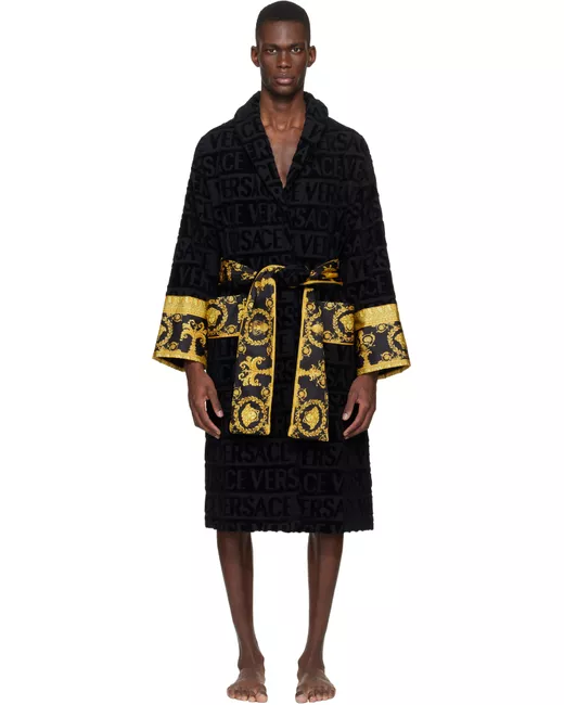 Versace I Heart Baroque Bathrobe Da Men Di Colore Nero