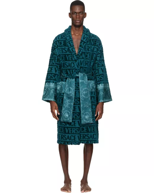 Versace I Heart Baroque Bathrobe Da Men Di Colore Blu