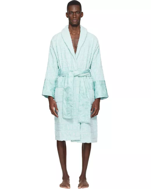 Versace I Heart Baroque Bathrobe Da Men Di Colore Blu