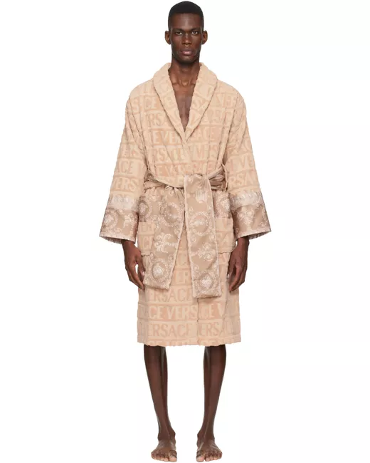 Versace Beige I Heart Baroque Bathrobe Da Men Di Colore Marrone