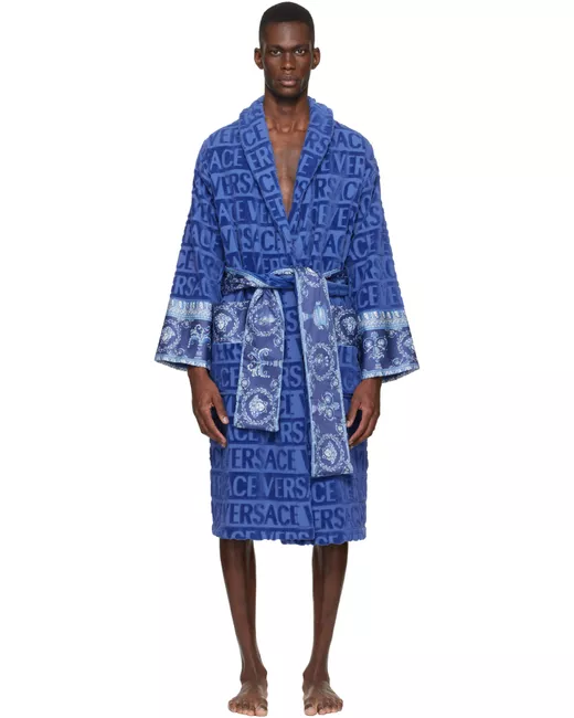 Versace I Heart Baroque Bathrobe Da Men Di Colore Blu
