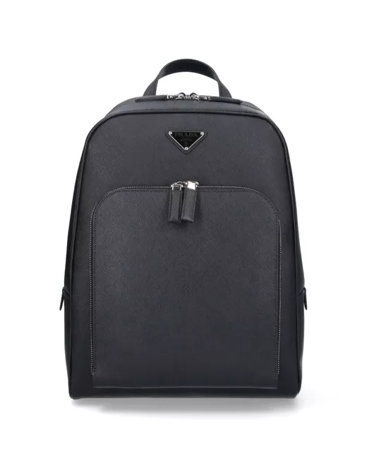 Prada Logo Backpack Da Men Di Colore Nero