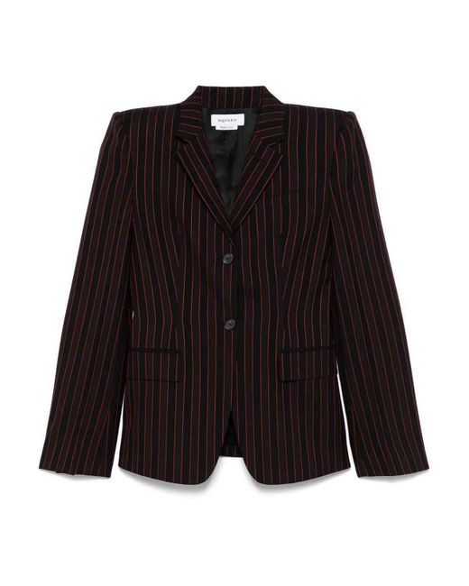 Alexander McQueen Twill Blazer 768597QEAAA 1000 Preto | Stylemi