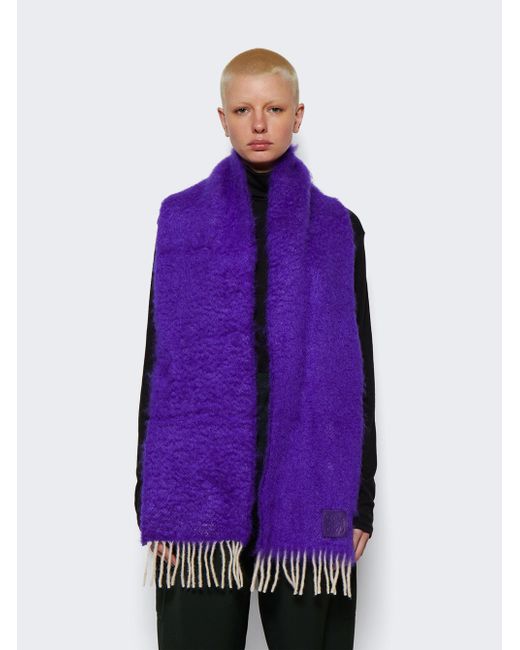 Stripe cushion in mohair and wool Purple/Multicolor - LOEWE